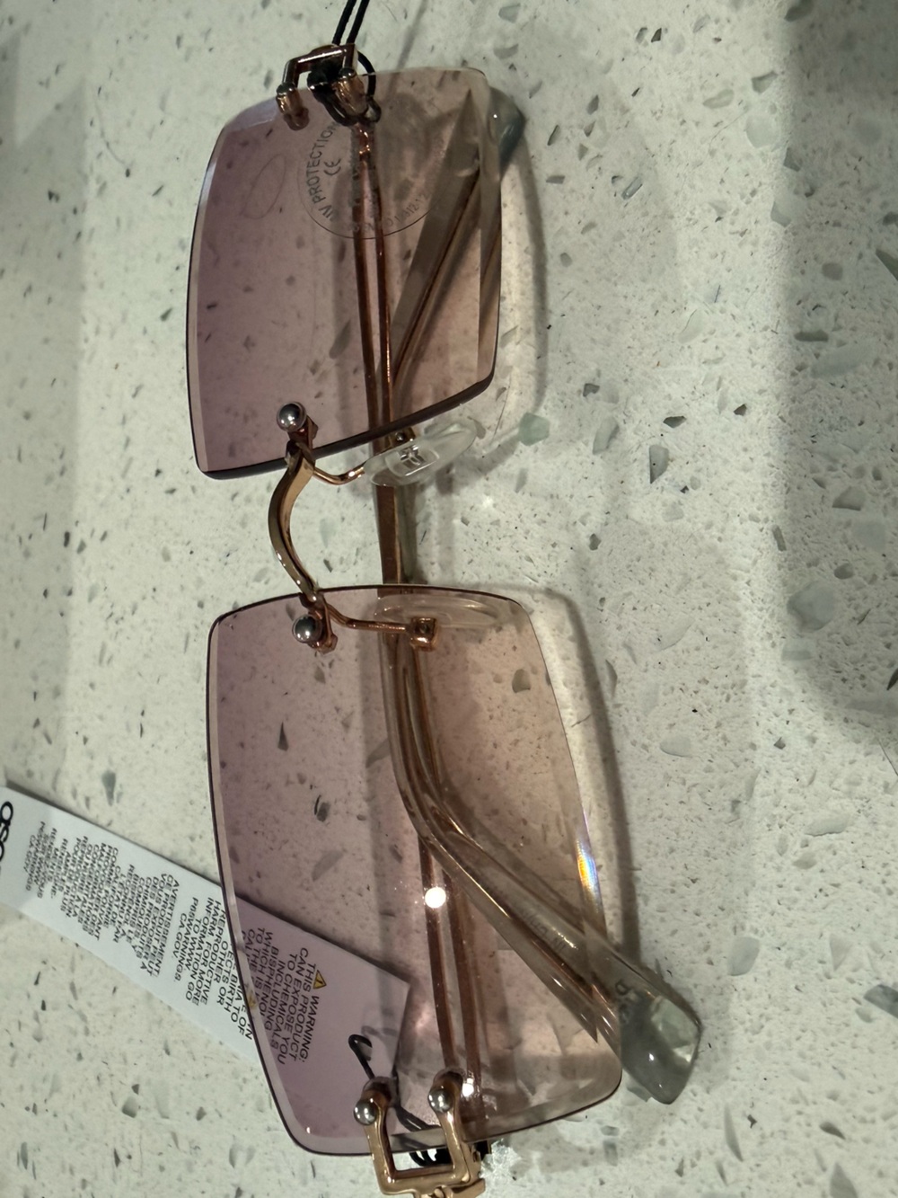 ASOS Pink Gradient Rimless Sunglasses with Gold Frame